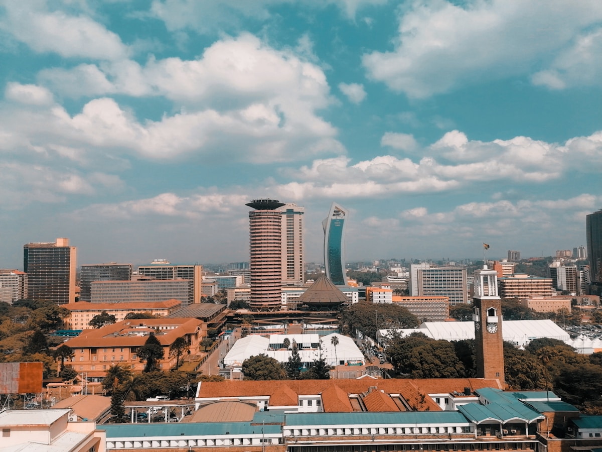 Mombasa coastal city with Indian Ocean and historic buildings visible