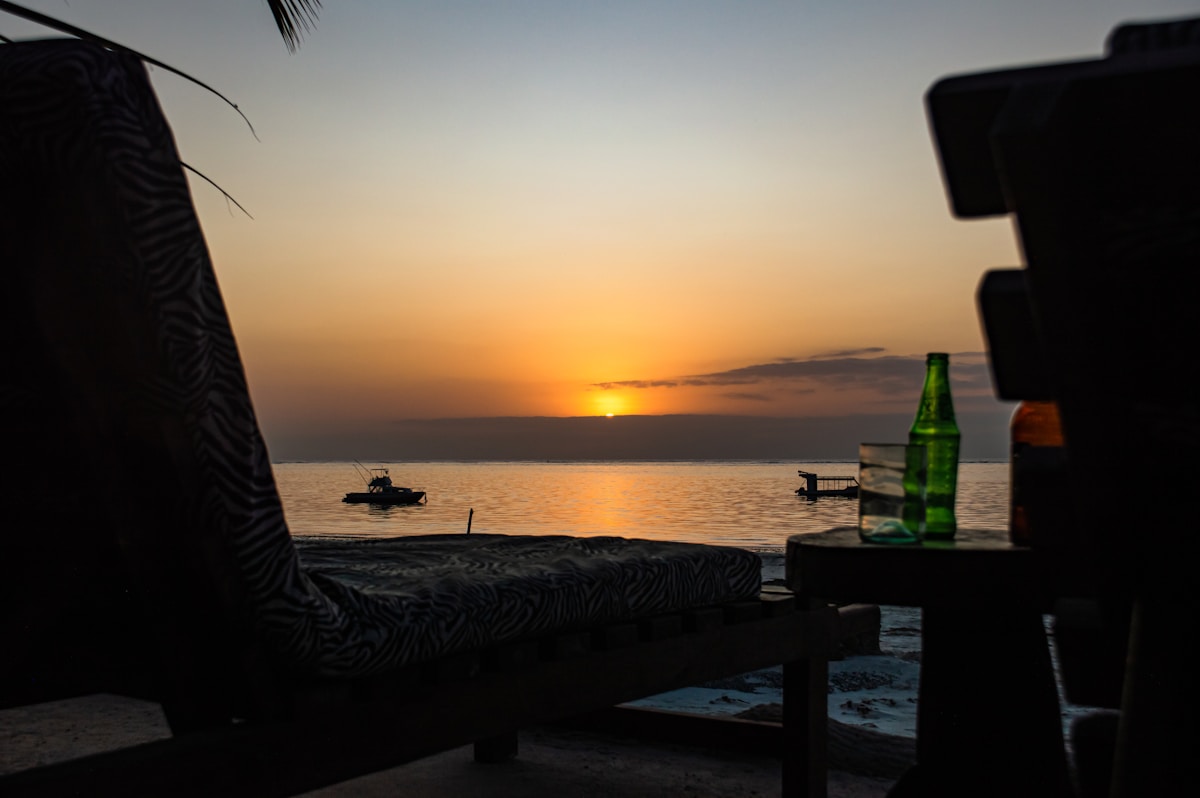 Sunset over the Indian Ocean from the Kenya coast near Mombasa
