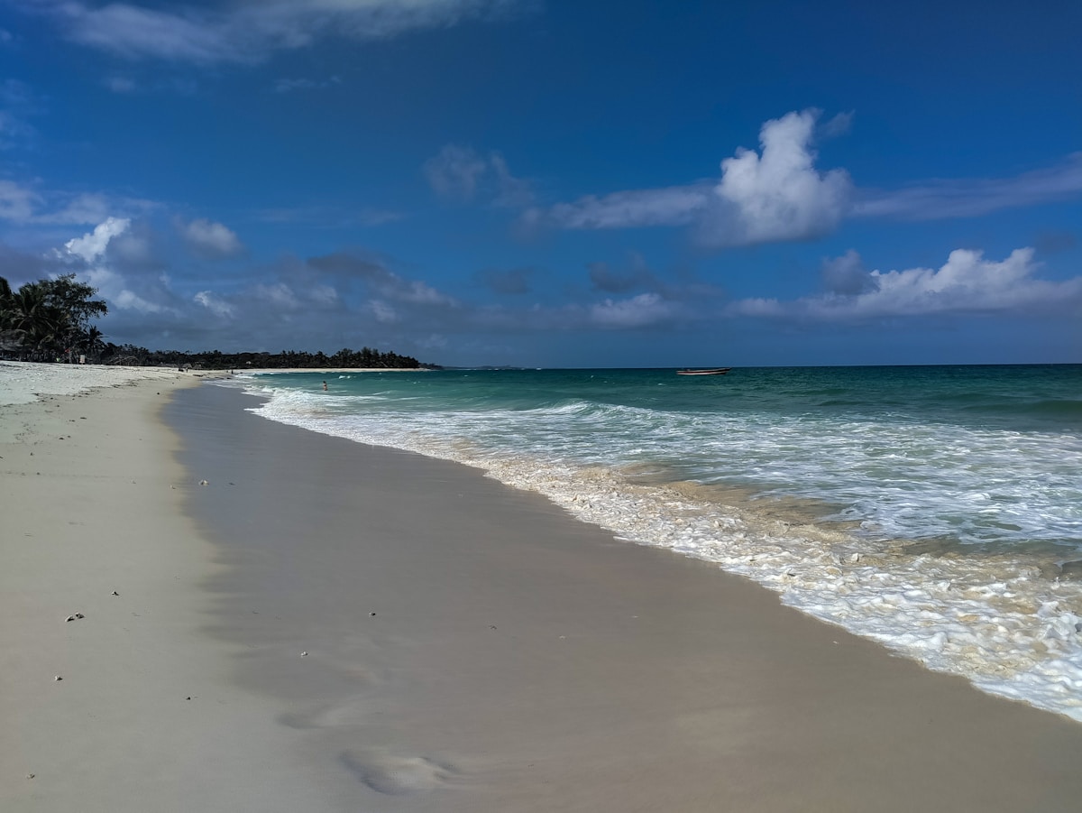 Clear blue water at Watamu beach on the Kenya coast
