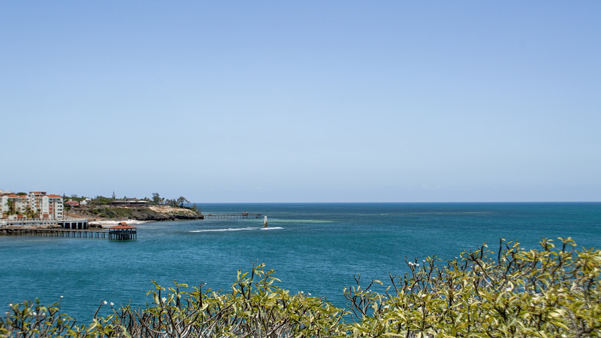 Mombasa coastal city with Indian Ocean and historic buildings visible