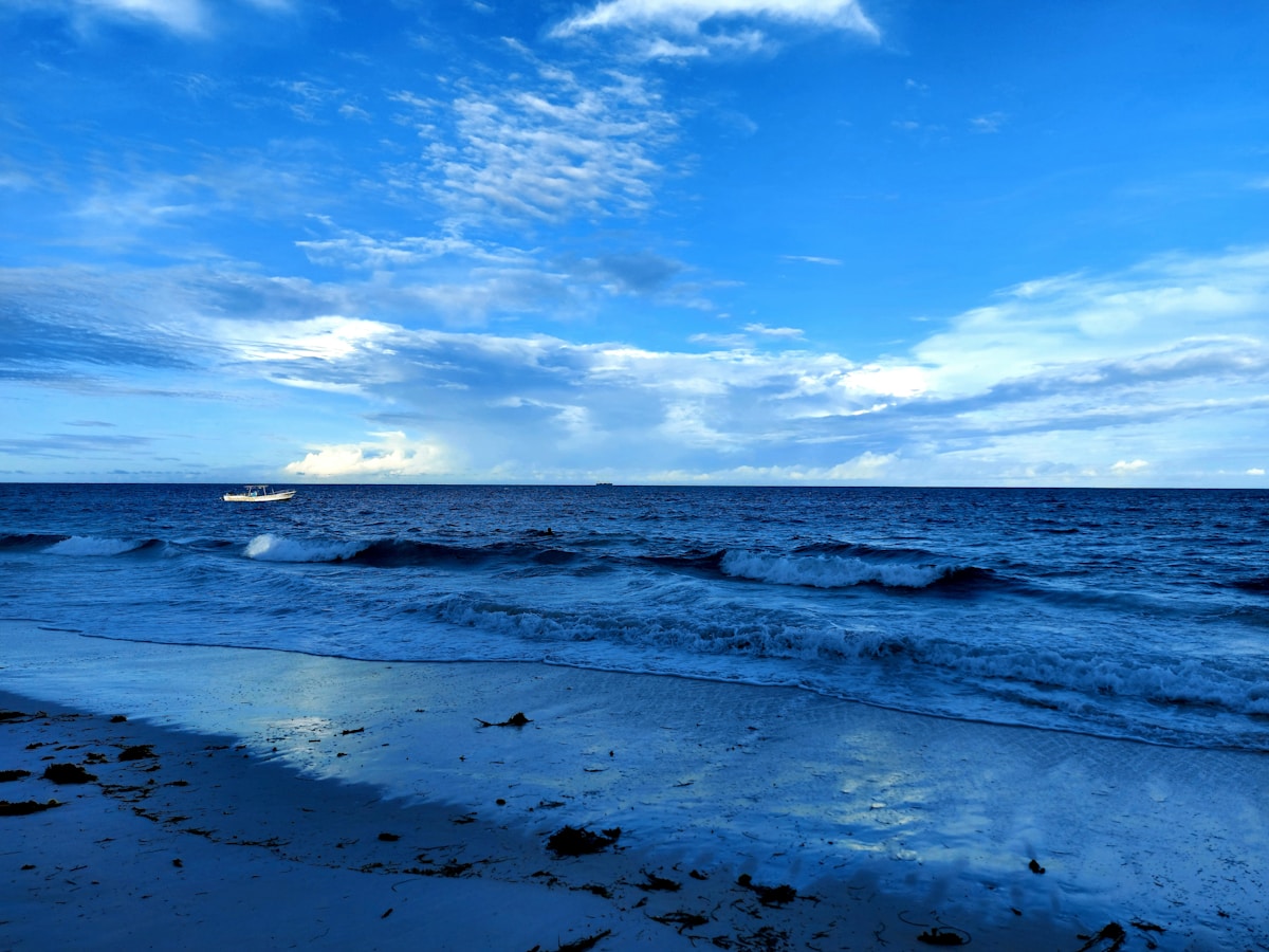 Kite surfer on the Indian Ocean at Diani Beach Kenya